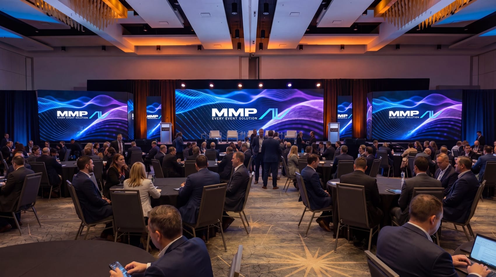 Large-format LED wall and stage production in a ballroom